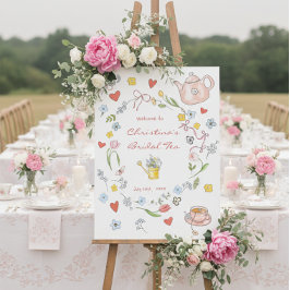 手描き茶お洒落ブライダルシャワーへようこそ ポスター