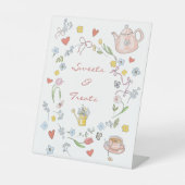 手描き茶お洒落ブライダルシャワーデザート 台座サイン (正面)