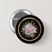 手描き菊 缶バッジ (正面&裏面)