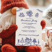 手描き落書きのクリスマスパーティー 招待状