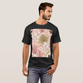 手描き葉の：エキゾチックなジャングル模様。 Tシャツ (正面フル)