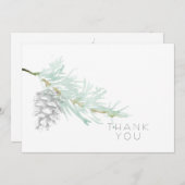 手描き葉パインコーンシンプル葬儀 サンキューカード (正面/裏面)