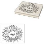 手描き葉モノグラム対イニシャル結婚ズ ラバースタンプ (押印)