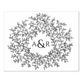 手描き葉モノグラム対イニシャル結婚ズ ラバースタンプ (インプリント)