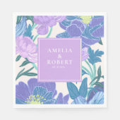 手描き薄紫とパープルパステルフローラ結婚ズ スタンダードランチョンナプキン (正面)