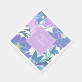 手描き薄紫とパープルパステルフローラ結婚ズ スタンダードランチョンナプキン (角)