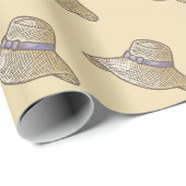 手描き藁帽子ベージュ ラッピングペーパー (ロールコーナー)