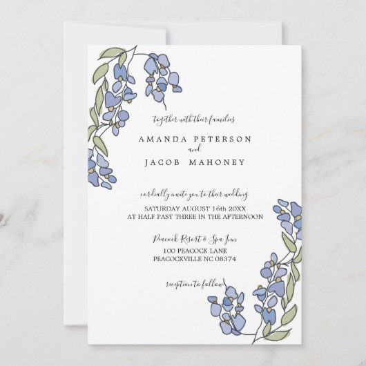 手描き藤のフローラ結婚式招待状 招待状 (正面)