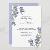 手描き藤フローラ誕生日招待状 招待状 (正面/裏面)