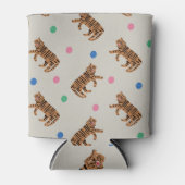 手描き虎、水玉模様:パタ鮮やかーン 缶クーラー (正面)