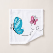 手描き蝶    バスタオルセット (ウォッシュタオル)