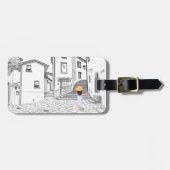 手描き街並み付きカスタマイズ可能な荷札 ラゲッジタグ (正面横)