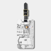 手描き街並み付きカスタマイズ可能な荷札 ラゲッジタグ (正面縦)