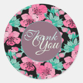 手描き装飾さくらんぼ花咲きありがとう ラウンドシール (正面)