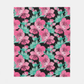 手描き装飾さくらんぼ花模様 フリースブランケット (正面)