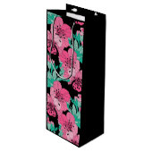 手描き装飾さくらんぼ花模様 ワインギフトバッグ (正面アングル)