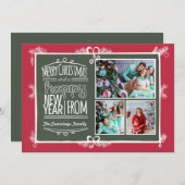 手描き装飾クリスマスホリデーフォトカード シーズンカード (正面/裏面)