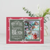 手描き装飾クリスマスホリデーフォトカード シーズンカード (スタンド正面)