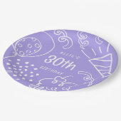 手描き誕生日かわいい任意の年齢のペリウィンクル ペーパープレート (アングル)