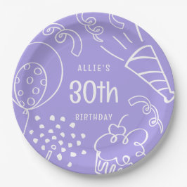 手描き誕生日かわいい任意の年齢のペリウィンクル ペーパープレート