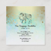 **手描き象パターンブッダ金ゴールド スクエア名刺 (裏面)