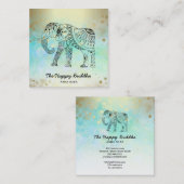 *~*手描き象パターンブッダ金ゴールド スクエア名刺 (正面/裏面)