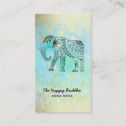 *~*手描き象金ゴールドグリッター仏 名刺 (正面)