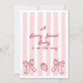 手描き赤いちご赤ちゃんシャワー 招待状 (裏面)