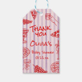 手描き赤いピザチャオパープルベビーシャワー ギフトタグ (正面)