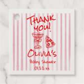 手描き赤いピザ特別配送シャワー フェイバータグ (正面)