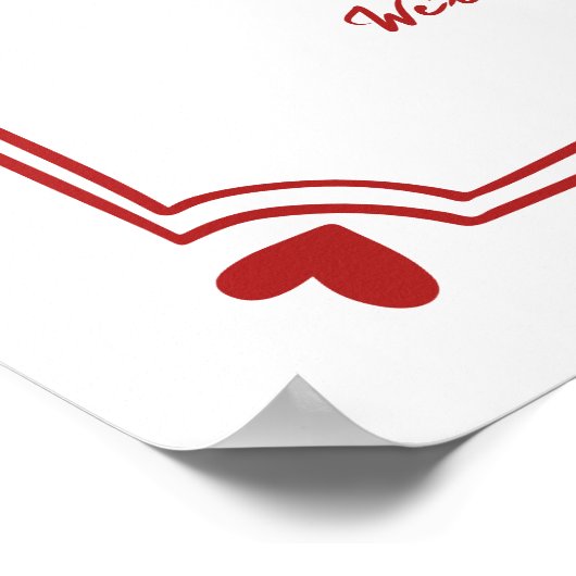 手描き赤い弓お洒落の結婚歓迎サイン ポスター (角)