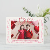 手描き赤とピンクの弓フレームバレンタインの日 シーズンカード (スタンド正面)