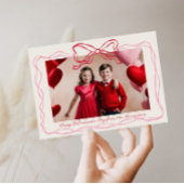 手描き赤とピンクの弓フレームバレンタインの日 シーズンカード