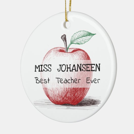 手描き赤りんご最高の先生Ever Keepsake セラミックオーナメント (左)