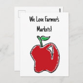 手描き赤りんご果実漫画 ポストカード (正面/裏面)