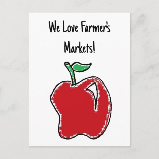 手描き赤りんご果実漫画 ポストカード (正面)