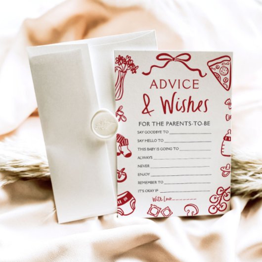 手描き赤イタリアンちゃんシャワーアドバイスと願い 招待状