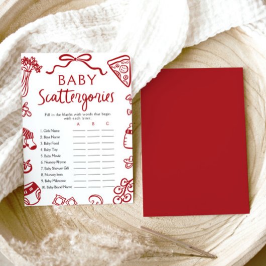 手描き赤イタリアンちゃんシャワー散乱計ゲーム 招待状