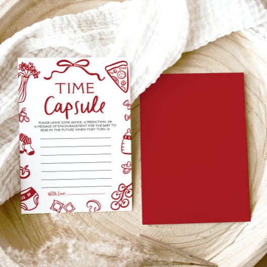 手描き赤イタリアンちゃんシャワー時間カプセルゲーム 招待状