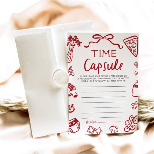 手描き赤イタリアンちゃんシャワー時間カプセルゲーム 招待状