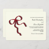 手描き赤エレガント弓 – ミニマモダンリスト 招待状 (正面/裏面)