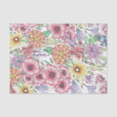 手描き赤オレンジ黄色の花と離れ花 薄葉紙 (正面)