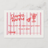 手描き赤ピンクピザベビーおむつラッフル エンクロージャーカード (正面)