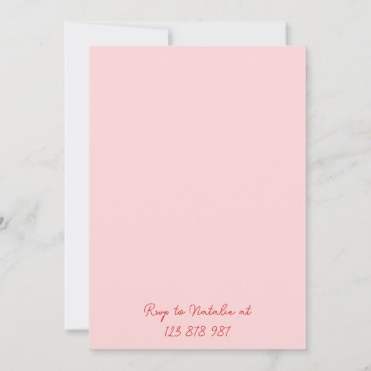 手描き赤ピンク波状フレーム70s誕生日パーティー 招待状 (裏面)