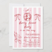 手描き赤ベリー甘い赤ちゃんシャワー 招待状 (正面)