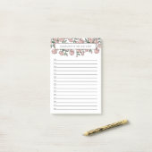 手描き赤面ピンクの花のリスト ポストイット (デスク上)