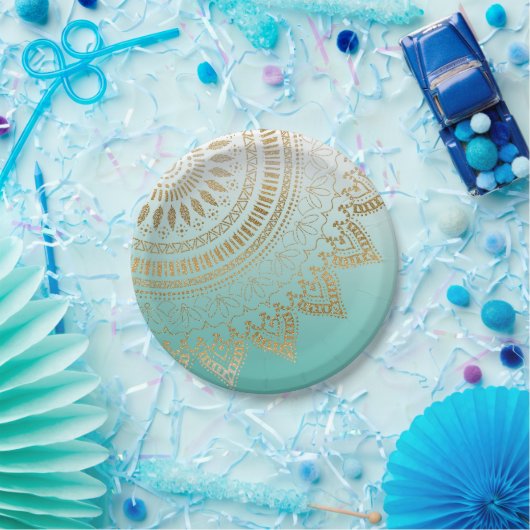 手描き部かわいらし族曼荼羅エレガントデザイン ペーパープレート (パーティー)