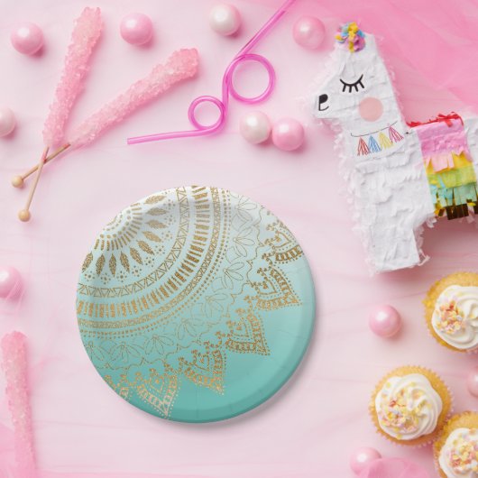 手描き部かわいらし族曼荼羅エレガントデザイン ペーパープレート (パーティー)