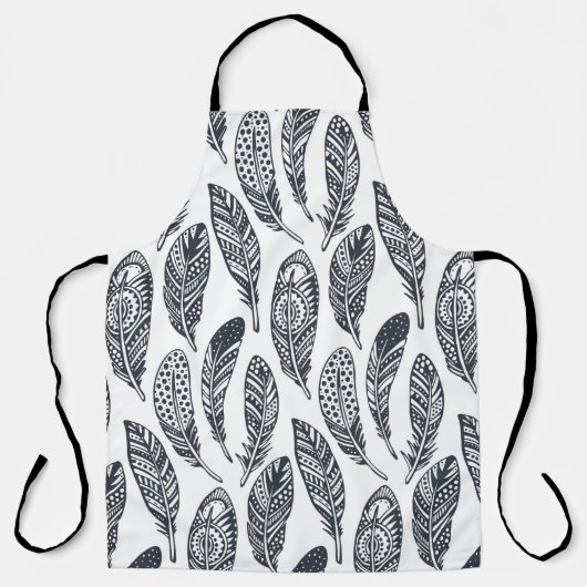 手描き部族羽、ヴィンテージ柄。 エプロン (正面)