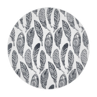 手描き部族羽、ヴィンテージ柄。 カッティングボード